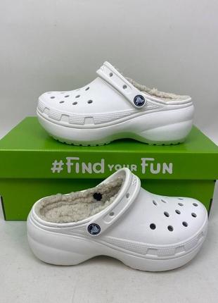 Утепленные кроксы crocs classic platform lined на платформе р. 36-407 фото