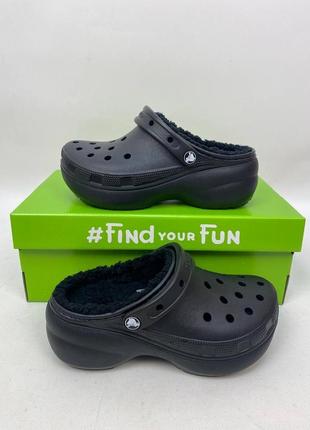 Утепленные кроксы crocs classic platform lined на платформе р. 36-4010 фото