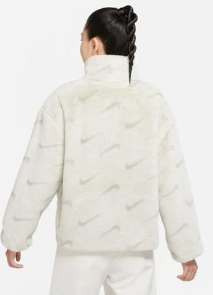 Плюшева шуба куртка nike sportswear plush faux fur all over print jacket шубка шерпа нова оригінал2 фото