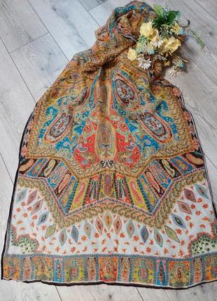 Трендовый лёгкий шарф, палантин, шаль, платок roeckl 🔹шелк+лен🔹этно, кантри, бохо(65 см на 170 см)