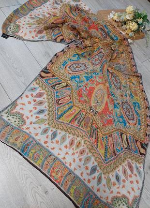 Трендовый лёгкий шарф, палантин, шаль, платок roeckl 🔹шелк+лен🔹этно, кантри, бохо(65 см на 170 см)6 фото