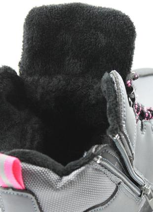 Стильные детские зимние ботинки с мехом,серые,на мальчика, натуральный мех на зиму6 фото