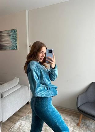 Теплая махровая пижама/домашний костюм кофта и штаны s-l. есть цвета4 фото