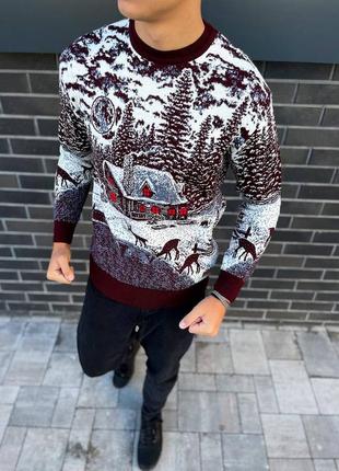 Мужской шерстяной свитер с оленями2 фото