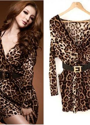 Сукня лео принт леопард хутро