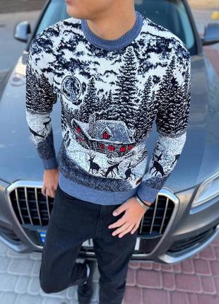 Чоловічий шерстяний светр з оленями