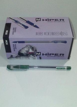 Ручка олійна hiper ace, 0.7мм, зелена ціна за уп. 50шт, у кор. 15*7*7см, тм hiper