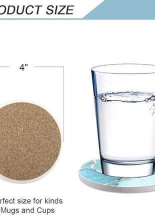 Набір круглих підставок з абсорбуючого каменю для напоїв haocoo з 4 предметів  (небесно-блакитний)4 фото