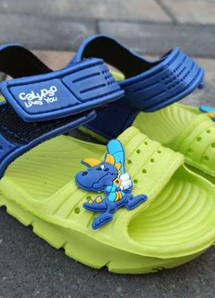 Сандалі босоніжки дитячі пляжні calypso р. 24-29 блакитні, салатові