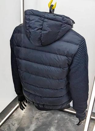 Люксовая брендовая куртка армани в стиле emporio armani ea7 премиум демисезонная с вязаными рукавами стильная4 фото