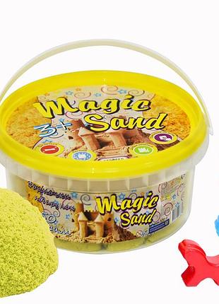 Кінетичний пісок magik sand, 0.350кг, жовтий, у відрі, україна, тм стратег (14шт)