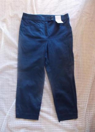 Стильные базовые темно - синие укороченные брюки tu3 фото