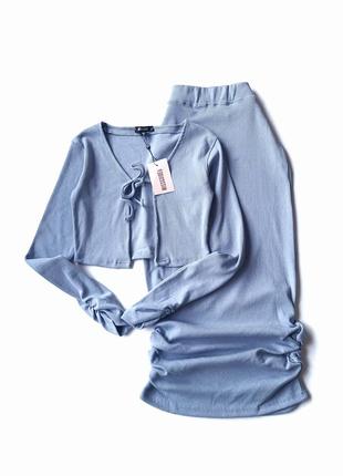 Костюм в рубчик блакитного кольору missguided