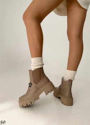 Ботинки челси с пряжкой кожаные демисезон люкс🔥 капучино10 фото