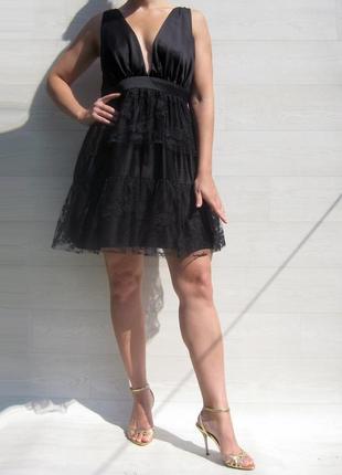 Красивое чёрное платье с гипюром nelly eve англия