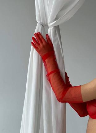 Високі еротичні оперні жіночі рукавички сіточка фатин до плеча 4 кольори1 фото