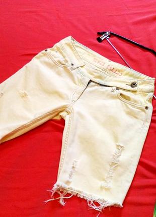 Рваные шорты в стиле та-дай. цвет молодой кукурузки(айвори)