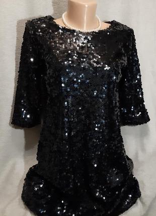 Вечірня святкова сукня плаття пайєтки темно-синій колір esmara by heidi clum розмір uk/12