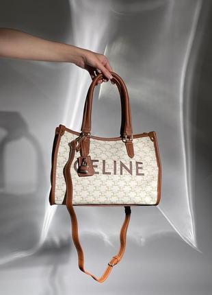 Вместительная сумка шопер celine на каждый день повседневная селин текстиль.4 фото