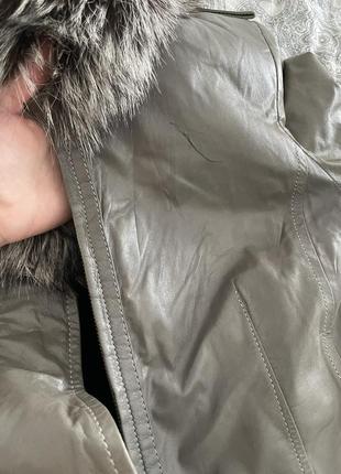 Шкіряна тепла куртка з натуральним хутром6 фото