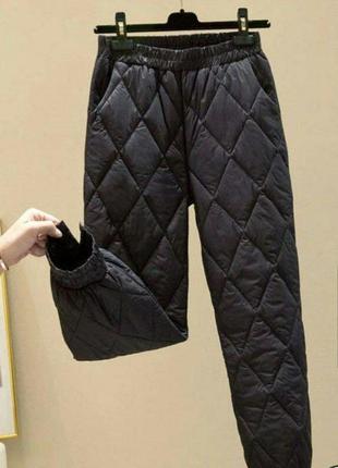Теплые зимние штаны плащевка стеганная на синтепоне2 фото