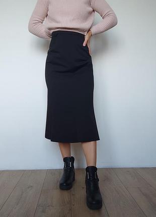 Струящаяся черная миди юбка, размер 50/l