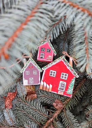 Будиночки дерев'яні декоративні / новорічні прикраси2 фото