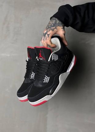 Кросівки жіночі / чоловічі чорні nike air jordan 4 retro bred2 фото