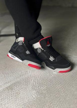 Кросівки жіночі / чоловічі чорні nike air jordan 4 retro bred5 фото