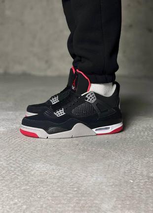 Кросівки жіночі / чоловічі чорні nike air jordan 4 retro bred7 фото