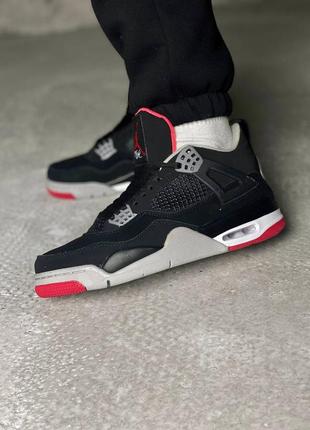 Кросівки жіночі / чоловічі чорні nike air jordan 4 retro bred8 фото