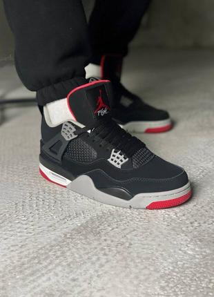 Кросівки жіночі / чоловічі чорні nike air jordan 4 retro bred4 фото