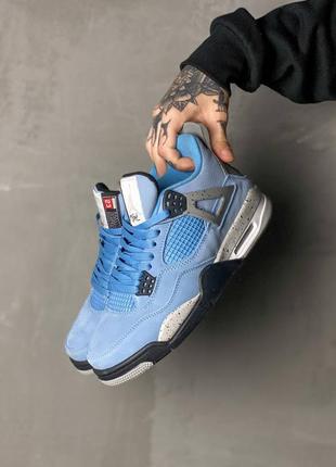 Кросівки жіночі / чоловічі блакитні замшеві nike air jordan 4 retro university blue3 фото