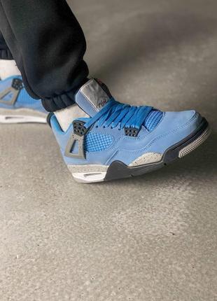 Кросівки жіночі / чоловічі блакитні замшеві nike air jordan 4 retro university blue7 фото