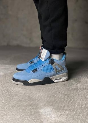 Кросівки жіночі / чоловічі блакитні замшеві nike air jordan 4 retro university blue9 фото