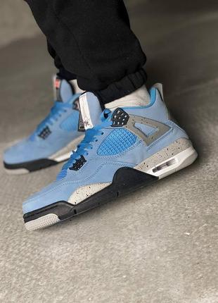 Кросівки жіночі / чоловічі блакитні замшеві nike air jordan 4 retro university blue8 фото