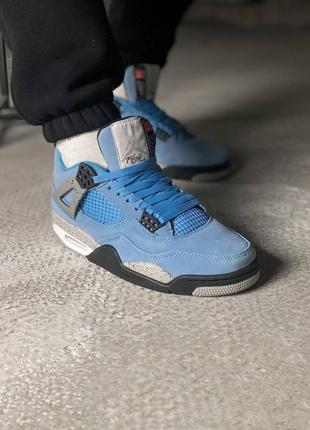 Кросівки жіночі / чоловічі блакитні замшеві nike air jordan 4 retro university blue5 фото