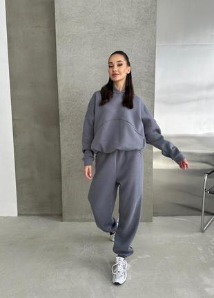 Свободный oversize спортивный костюм из качественной турецкой трехнитки на флисе2 фото