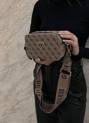 Guess the snapshot bag сумка эко кожа люкс качество беж черная коричневая2 фото