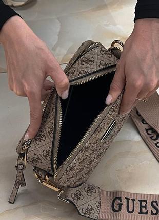 Guess the snapshot bag сумка эко кожа люкс качество беж черная коричневая3 фото