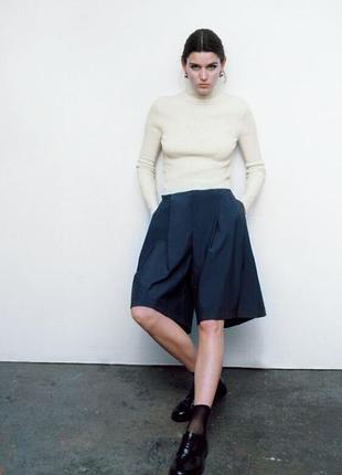 Базовий молочний гольф водолазка в рубчик zara — s, xl