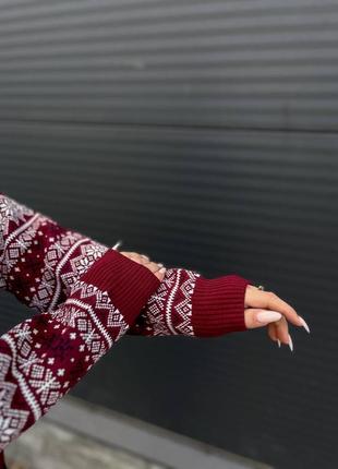 Мужской новогодний свитера бордовый/красный женский и парный свитер новогодний m, l, xl10 фото