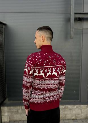 Парні новорічні светри бордові/червоні жіночі та чоловічі светр новорічний m, l, xl7 фото