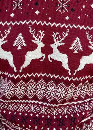 Женский новогодний свитер бордовый/красный парные и мужские свитер новогодний m, l, xl4 фото