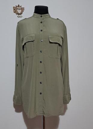 100% шёлк фирменная шелковая блузка с накладными карманами шовк3 фото
