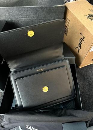 Yves saint laurent сумка шкіра люкс чорна фурнітура золота7 фото
