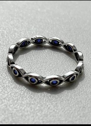 Серебряное кольцо. оберег. глаз, синий камень5 фото