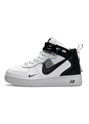 Зимові високі жіночі шкіряні кросівки з хутром в стилі nike air force 🆕 зимові найки