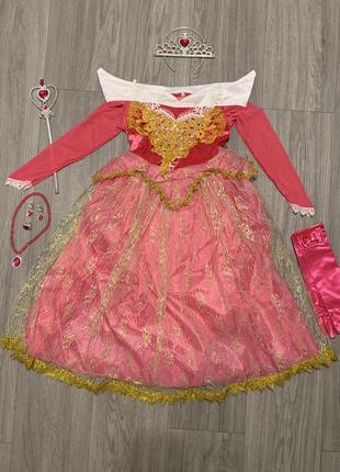 Бархатное  карнавальное платье карнавальный костюм disney принцессы авроры или рапунцель на 7-9 лет2 фото