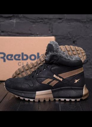 Зимние мужские кожаные кроссовки/ботинки reebok на меху